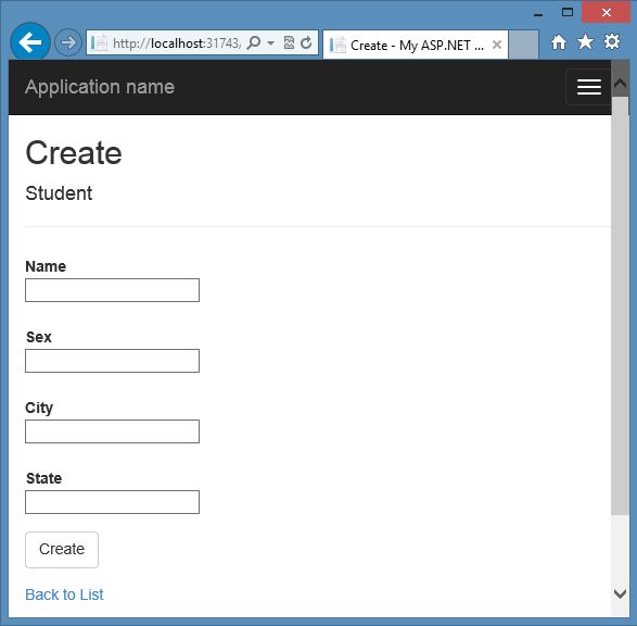 Create Student in Mvc App